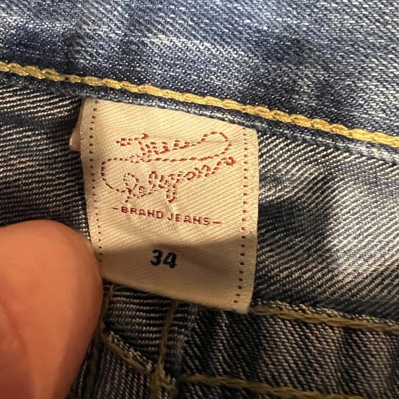 Vintage True Religion Men’s 34 Straight Joey Super T Big T Jeans Made In USA - Picture 4 of 7